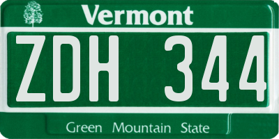 VT license plate ZDH344