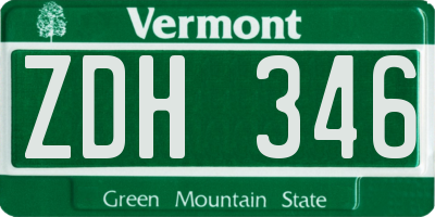 VT license plate ZDH346