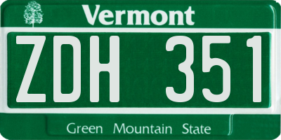 VT license plate ZDH351
