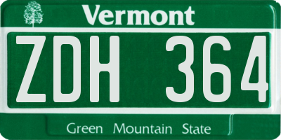 VT license plate ZDH364