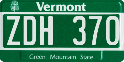 VT license plate ZDH370