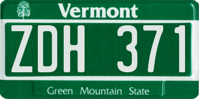 VT license plate ZDH371