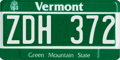 VT license plate ZDH372
