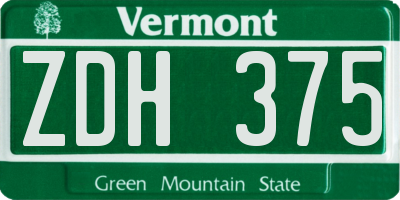 VT license plate ZDH375