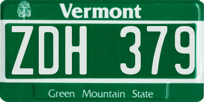 VT license plate ZDH379
