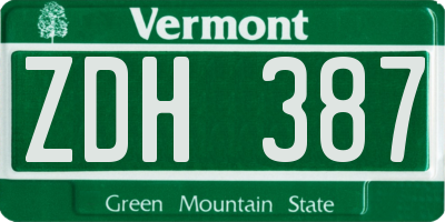 VT license plate ZDH387
