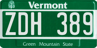 VT license plate ZDH389