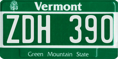 VT license plate ZDH390