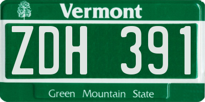 VT license plate ZDH391