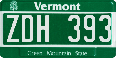 VT license plate ZDH393
