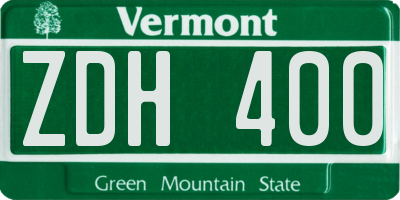 VT license plate ZDH400