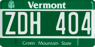 VT license plate ZDH404