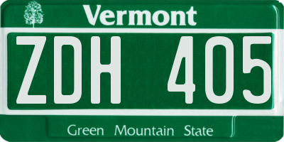 VT license plate ZDH405
