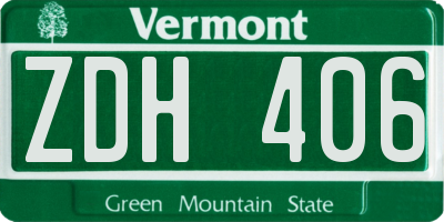 VT license plate ZDH406