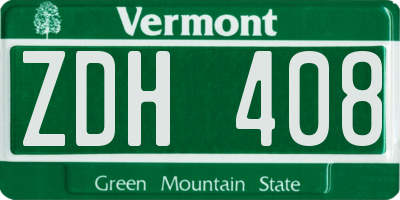 VT license plate ZDH408