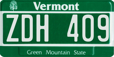 VT license plate ZDH409
