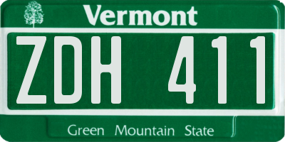 VT license plate ZDH411