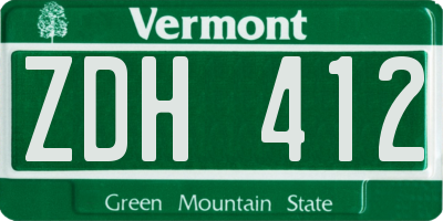 VT license plate ZDH412