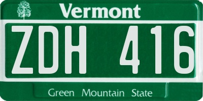 VT license plate ZDH416
