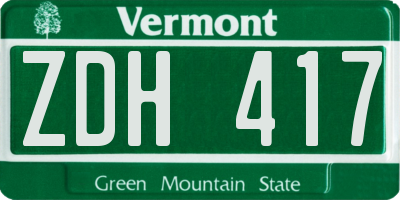 VT license plate ZDH417