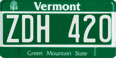VT license plate ZDH420