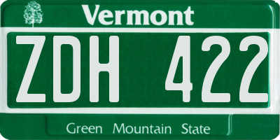 VT license plate ZDH422