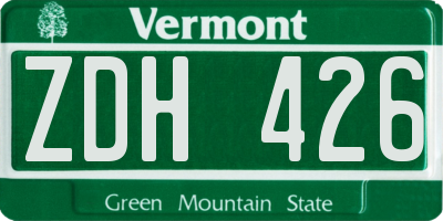 VT license plate ZDH426
