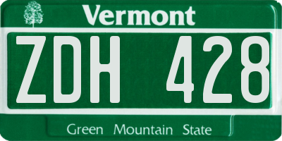 VT license plate ZDH428