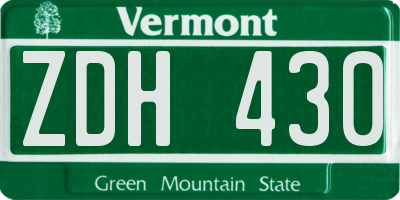 VT license plate ZDH430