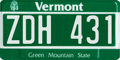 VT license plate ZDH431