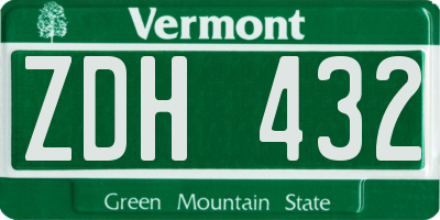 VT license plate ZDH432
