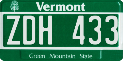 VT license plate ZDH433