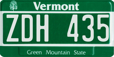 VT license plate ZDH435
