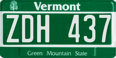 VT license plate ZDH437