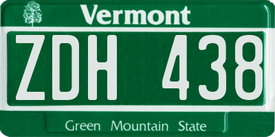 VT license plate ZDH438