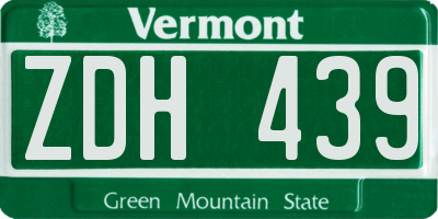 VT license plate ZDH439