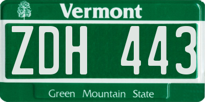 VT license plate ZDH443