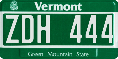 VT license plate ZDH444
