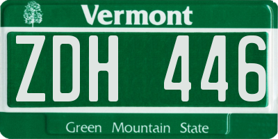 VT license plate ZDH446