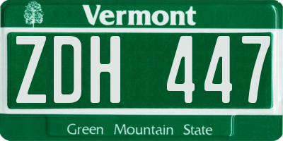 VT license plate ZDH447