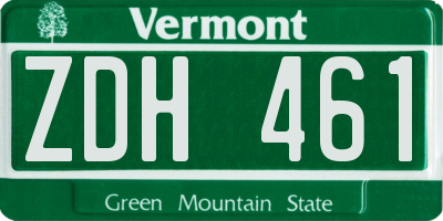VT license plate ZDH461