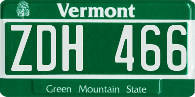VT license plate ZDH466