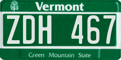 VT license plate ZDH467