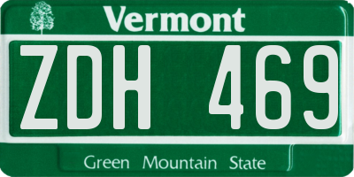VT license plate ZDH469