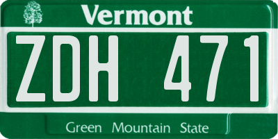 VT license plate ZDH471