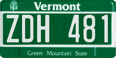VT license plate ZDH481