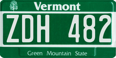VT license plate ZDH482