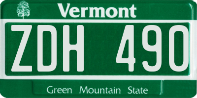 VT license plate ZDH490