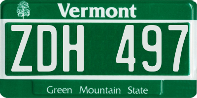 VT license plate ZDH497