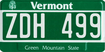 VT license plate ZDH499
